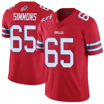 Men's Limited Jordan Simmons Buffalo Bills Red Color Rush Vapor Untouchable Jersey