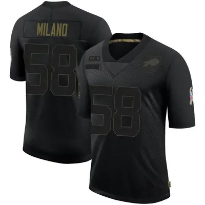 Men's Limited Matt Milano Buffalo Bills Black 2020 Salute To Service Jersey