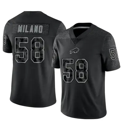 Men's Limited Matt Milano Buffalo Bills Black Reflective Jersey