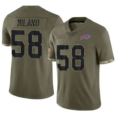 Men's Limited Matt Milano Buffalo Bills Olive 2022 Salute To Service Jersey