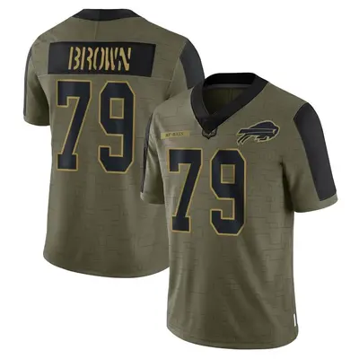 Men's Limited Spencer Brown Buffalo Bills Olive 2021 Salute To Service Jersey