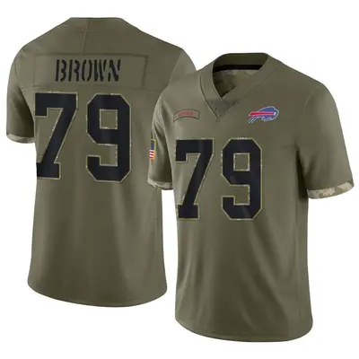 Men's Limited Spencer Brown Buffalo Bills Olive 2022 Salute To Service Jersey
