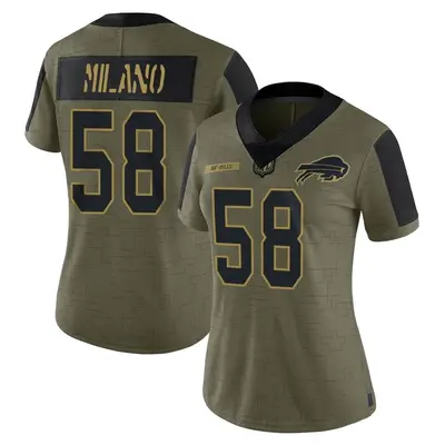 Women's Limited Matt Milano Buffalo Bills Olive 2021 Salute To Service Jersey