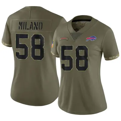 Women's Limited Matt Milano Buffalo Bills Olive 2022 Salute To Service Jersey