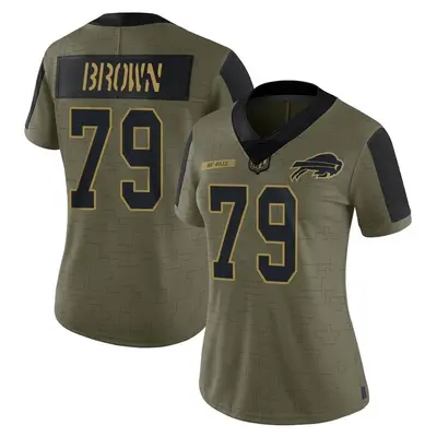 Women's Limited Spencer Brown Buffalo Bills Olive 2021 Salute To Service Jersey