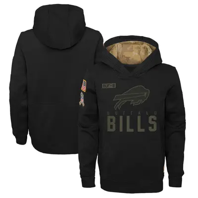 Youth Buffalo Bills Black 2020 Salute to Service Pullover Performance Hoodie