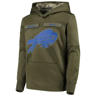 Youth Buffalo Bills Green 2018 Salute to Service Pullover Performance Hoodie
