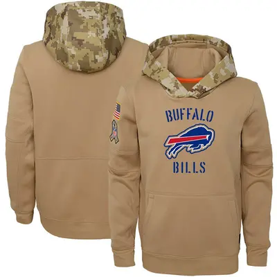 Youth Buffalo Bills Khaki 2019 Salute to Service Therma Pullover Hoodie